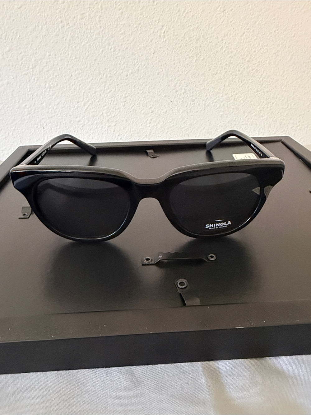 Shinola Black Round Sunglasses with Dark Lenses